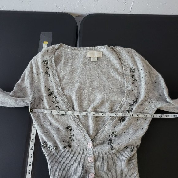 American Eagle Womens Angora Beaded Cropped Cardigan Sweater Medium Y2K - Picture 8 of 9